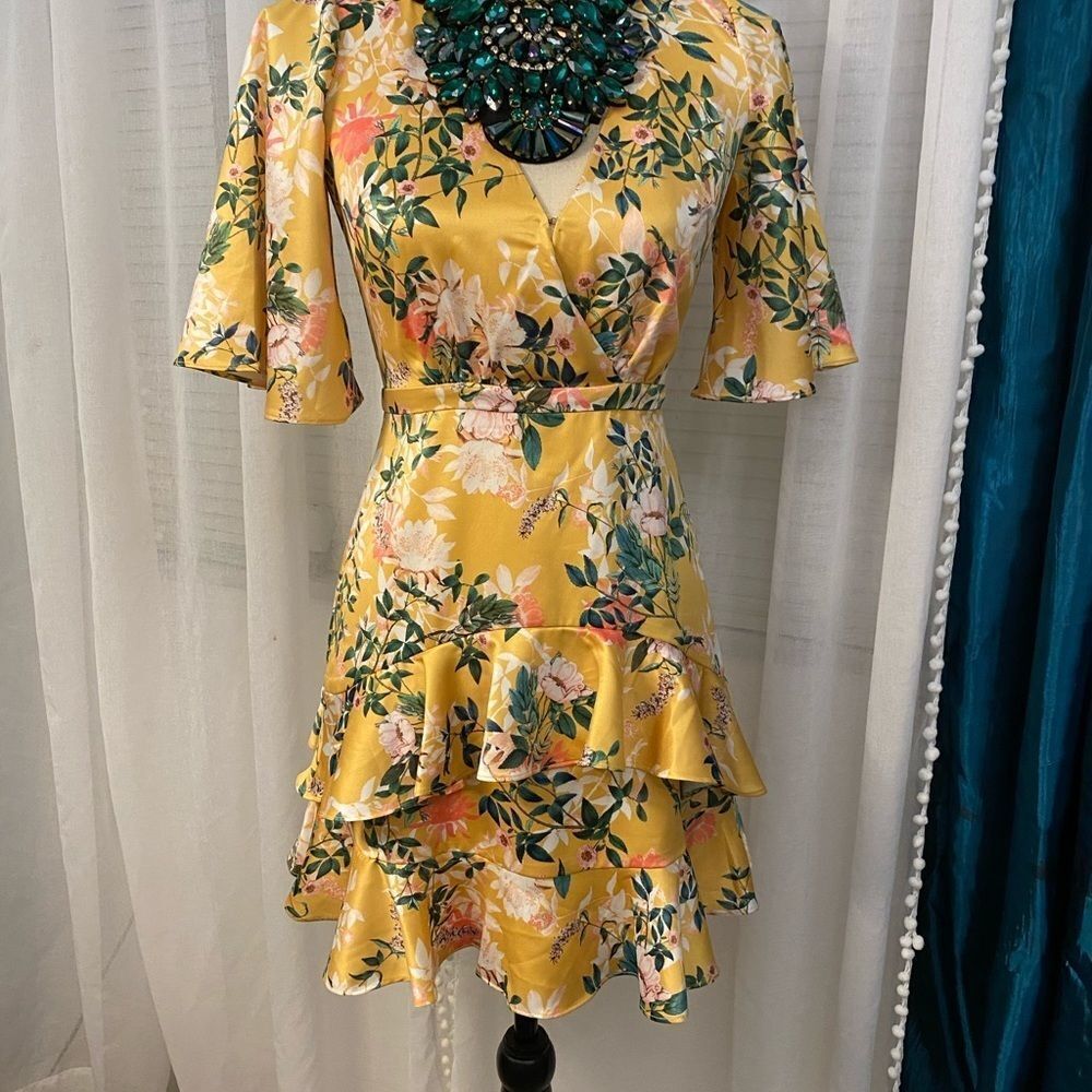 Stylestalker Yellow Floral Mini Dress
